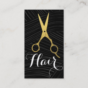Schwarz-weiße Haare Muster Gold Schere Haarstyler Terminkarte