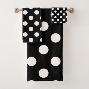 Schwarz-weiße halbe Farbtrennung inverse Polka-Pun Badhandtuch Set