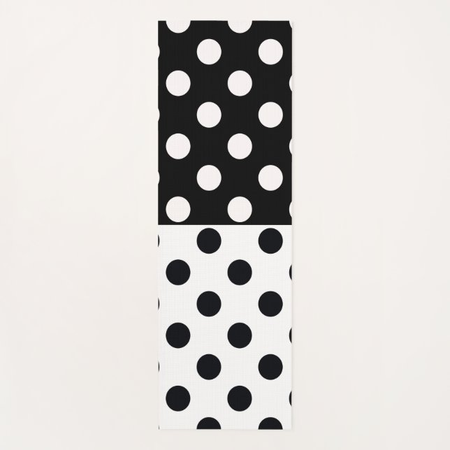 Schwarz-weiße halbe Farbtrennung inverse Polka-Pun Yogamatte (Vorderseite)