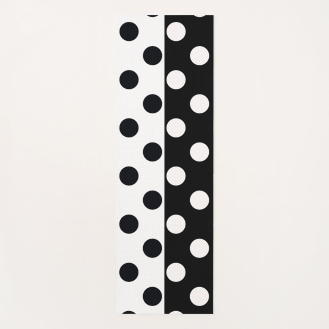 Schwarz-weiße halbe Farbtrennung inverse Polka-Pun Yogamatte (Vorderseite)