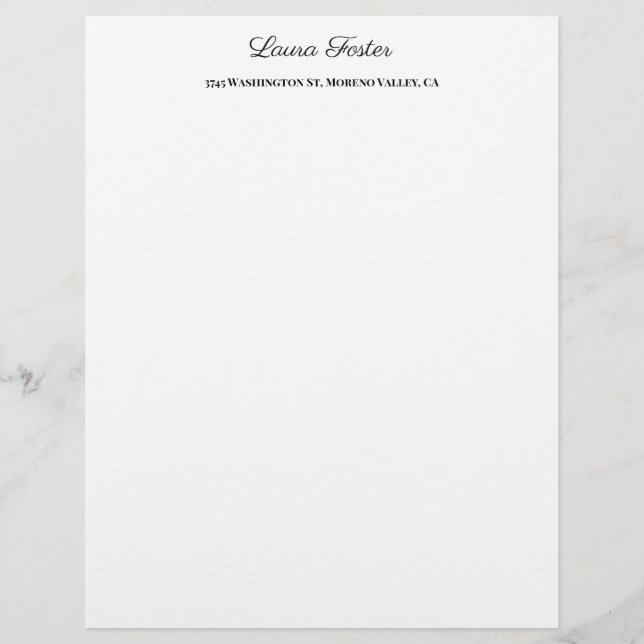 Schwarz-weiße Handschrift Elegant Minimalistisch S Briefbogen (Vorderseite)