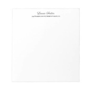 Schwarz-weiße Handschrift Elegant Minimalistisch S Notizblock
