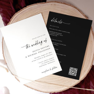 Schwarz-weiße Handschrift in einer Hochzeit Einladung