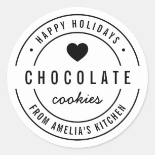 Schwarz-weiße hausgemachte Waren Küche glückliche  Runder Aufkleber