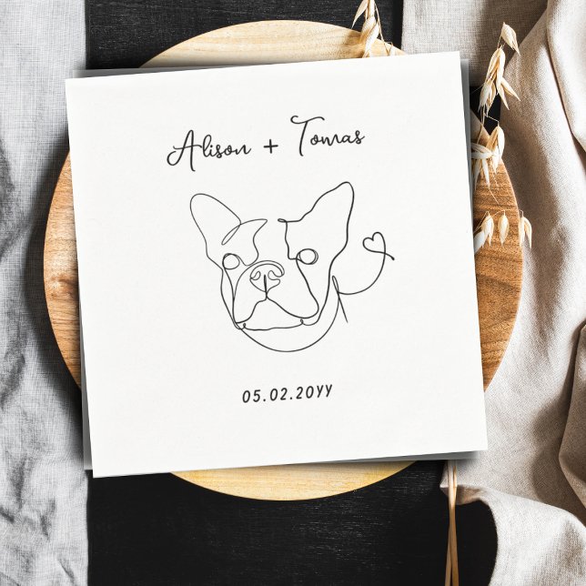 Schwarz-weiße Haustier Bulldog Doodle Verlobung Ho Serviette (Von Creator hochgeladen)