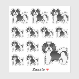 Schwarz-weiße Havanese süße Cartoon-Hunde Aufkleber