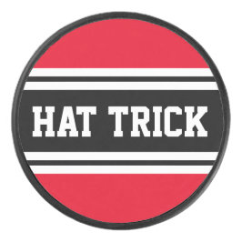 Schwarz-weiße, helle Streifen "HAT TRICK" Eishockey Puck