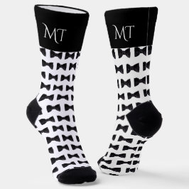 Schwarz-weiße Herren Hochzeitsmonogramm Socken