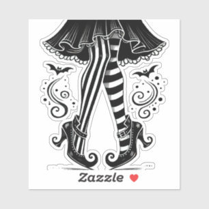 Schwarz & Weiße Hexenbeine Whimsical Halloween-Par Aufkleber