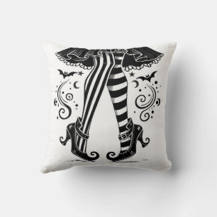 Schwarz & Weiße Hexenbeine Whimsical Halloween-Par Kissen