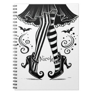 Schwarz & Weiße Hexenbeine Whimsical Halloween-Par Notizblock