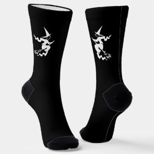 Schwarz-weiße Hexenblume Socken