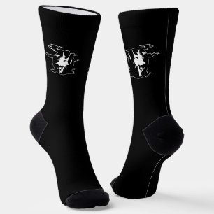 Schwarz-weiße Hexenblume Socken