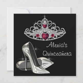 Schwarz-weiße High Heels Rot und Schwarz Quinceane Einladung