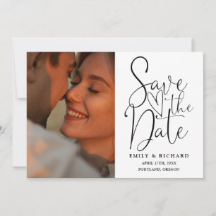 Schwarz-Weiße Hochzeit 2 Foto Elegante Schrift Save The Date