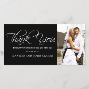 Schwarz-weiße Hochzeit danke Ihnen Foto Cards