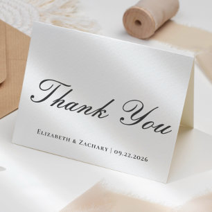 Schwarz-weiße Hochzeit-Dankeskarten mit Schriftzug Karte