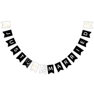 Schwarz-weiße Hochzeit frisch Vermählt Wimpelkette