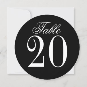 Schwarz-Weiße Hochzeit Kreis-Tischnummer-Karte Einladung
