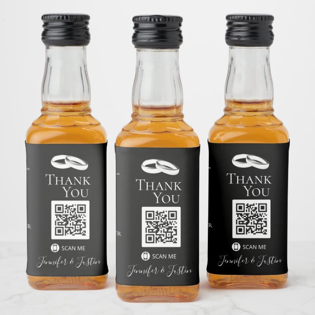 Schwarz-weiße Hochzeit Mini-Alkohol-Gastgeschenke  Alkoholflaschenetikett (Flaschen)