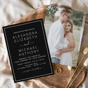 Schwarz-weiße Hochzeit mit Foto Einladung F Flyer