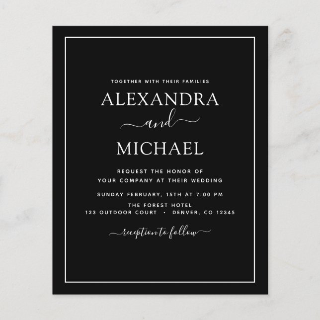 Schwarz-weiße Hochzeit mit Foto Einladung F Flyer (Vorne)