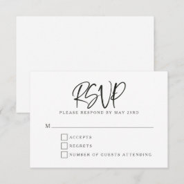 Schwarz-weiße Hochzeit moderner Schriftzeichen RSVP Karte