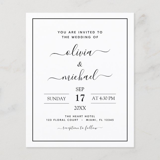 Schwarz-weiße Hochzeit Moderner Typografie-Flyer Flyer (Vorne)