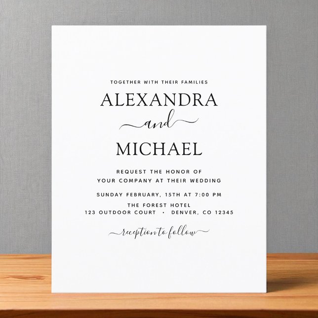 Schwarz-weiße Hochzeit Moderner Typografie-Flyer Flyer (Von Creator hochgeladen)