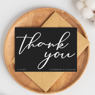 Schwarz-weiße Hochzeit Personalisiert Minimalistis Dankeskarte