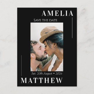 Schwarz-weiße Hochzeit Save-the-Date-Karte Postkarte