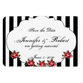 Schwarz-weiße Hochzeit und Rote Rose speichern das Magnet