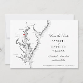 Schwarz-weiße Hochzeit von Chesapeake Bay Annapoli Save The Date