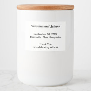 Schwarz-weiße Hochzeits-Essens-Verpackungs-Etikett Lebensmitteletikett