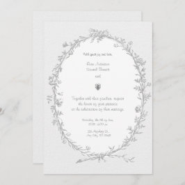 Schwarz-weiße Hochzeitseinladung Barockrahmen Einladung