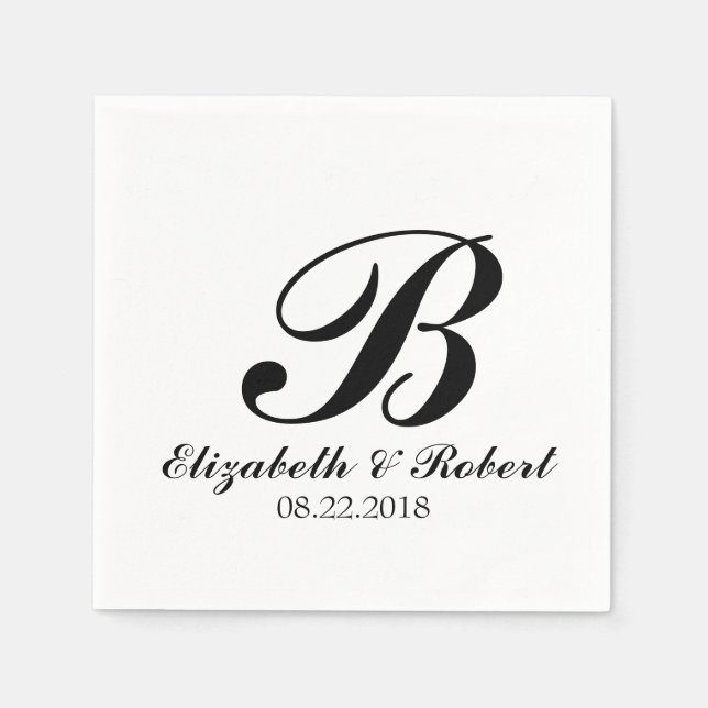 Schwarz-weiße Hochzeitsimulation Napkins Serviette (Vorderseite)
