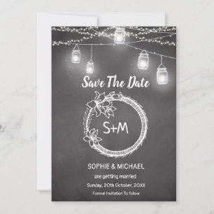 Schwarz-weiße Hochzeitskarte Save The Date