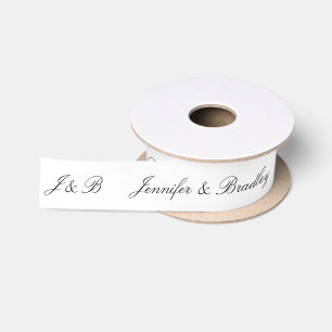 Schwarz-weiße Hochzeitsmonogramm personalisierte N Satinband
