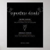 Schwarz-weiße Hochzeitssignaturgetränke für modern