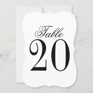 Schwarz-Weiße Hochzeitstisch-Nummernkarte Einladung