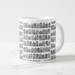 Schwarz-weiße holländische Häuser Amsterdam Muster Jumbo-Tasse