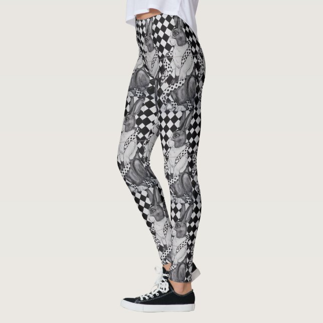 Schwarz-weiße holländische Kaninchenfrauen - Leggi Leggings (Links)
