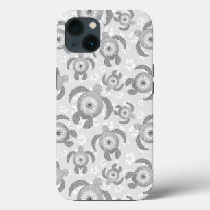 Schwarz-weiße Honu-Meereschildkröten Hibiskusblüte Case-Mate iPhone Hülle