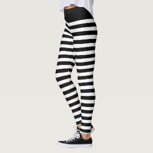 Schwarz-weiße horizontale Streifen Gothic Zebra Leggings