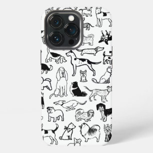 Schwarz-Weiße Hunde Muster Süße Hunde Liebhaber iPhone 13 Pro Hülle