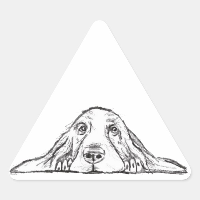 Schwarz-weiße Hundeaugen Dreieckiger Aufkleber (Vorderseite)