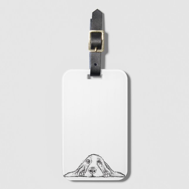 Schwarz-weiße Hundeaugen Gepäckanhänger (Vorderseite Vertikal)