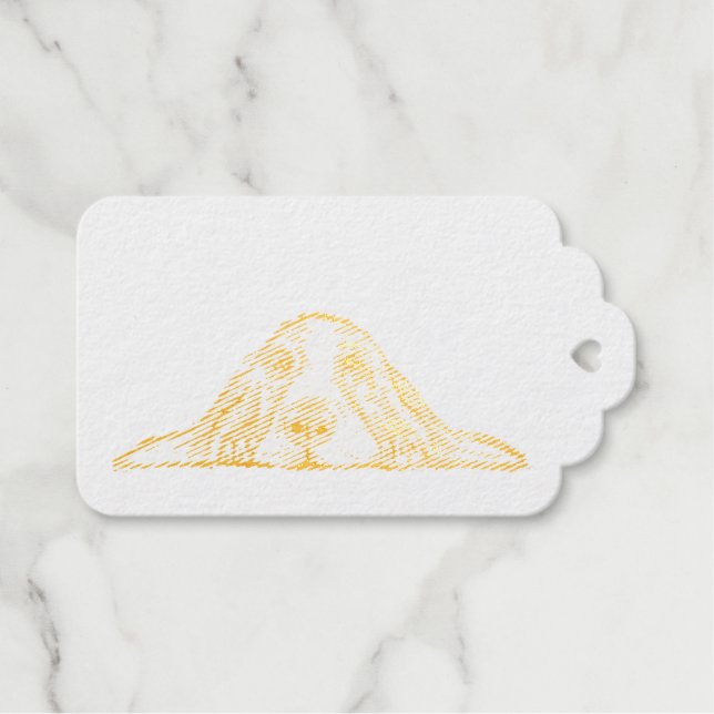 Schwarz-weiße Hundeaugen Geschenkanhänger (Vorderseite (Horizontal))