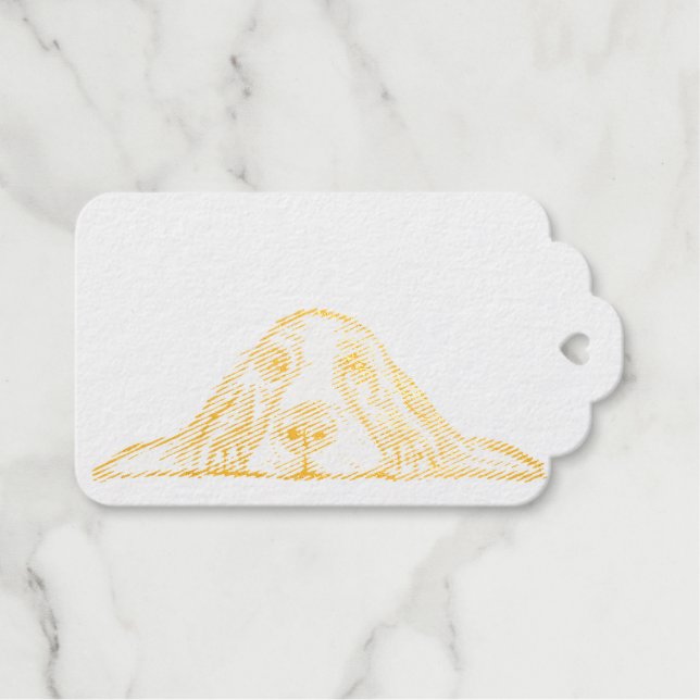 Schwarz-weiße Hundeaugen Geschenkanhänger (Vorderseite (Horizontal))