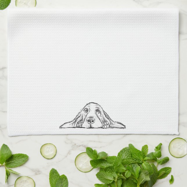 Schwarz-weiße Hundeaugen Geschirrtuch (Gefaltet)